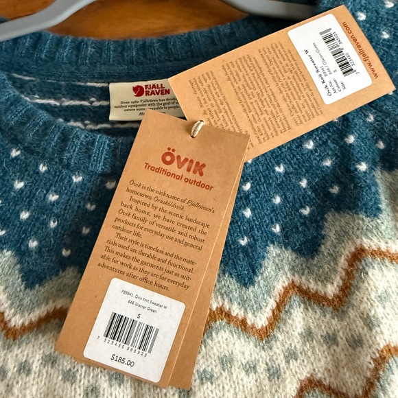 NWT Fjallraven Ovik Knit Glacier Green Sweater - Women's Small - Picture 8 of 10